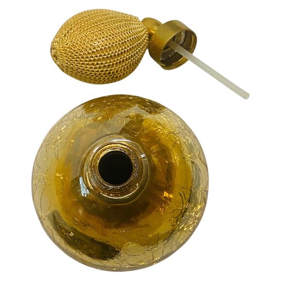 Empty HolmSpray 300/15 Perfume Atomizer Gold Crackle Glass Vanity Bottle A1057 - Picture 4 of 10